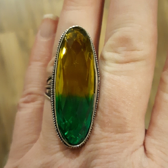 New Oversized Bicolor Tourmaline 925 Silver Statement Ring. - Picture 7 of 8